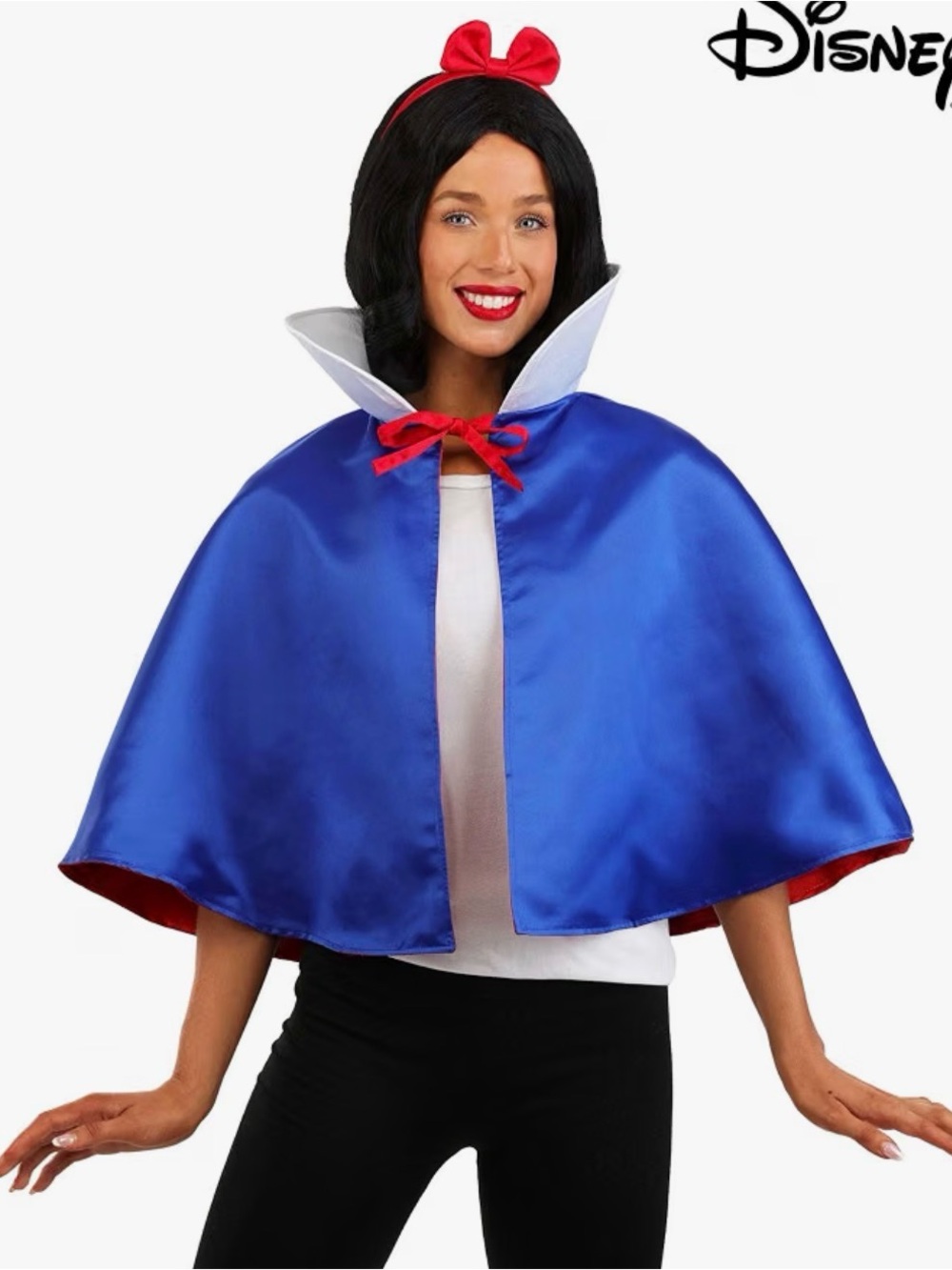 Womens Disney Snow White Costume Capelet Adult Red and Blue Cape Halloween